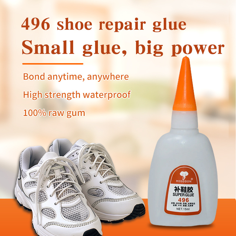 Factory Direct 496 Shoe Repair Glue 15ML Super Glue 3-5 Seconds High Strength Adhesive Environmentally Friendly 100% Raw Gum