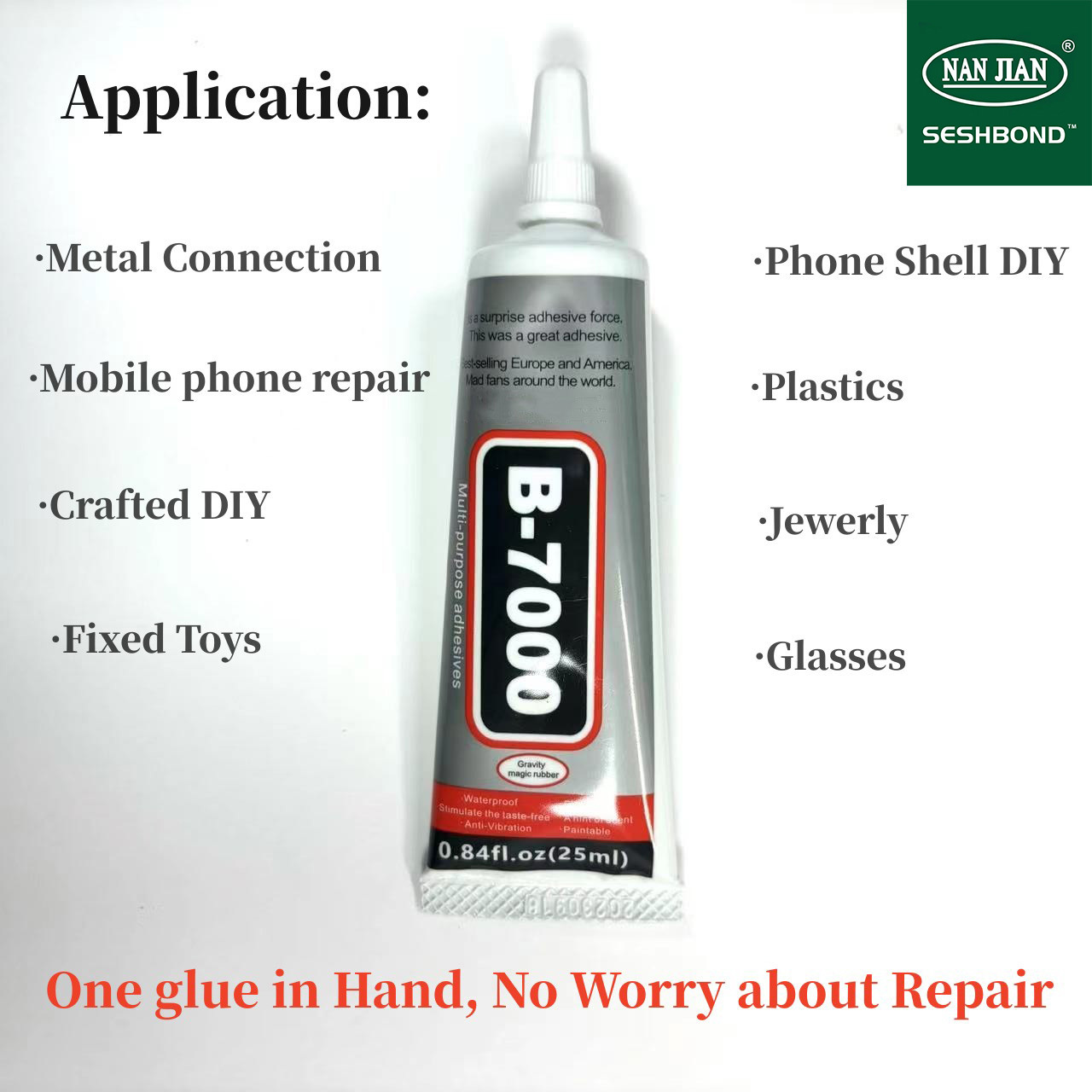 B-7000 Glue, Multipurpose High Grade Industrial B7000 Adhesive for bonding Mobile Phone, Metal, Wood, Jewelry, Leather (50ML)