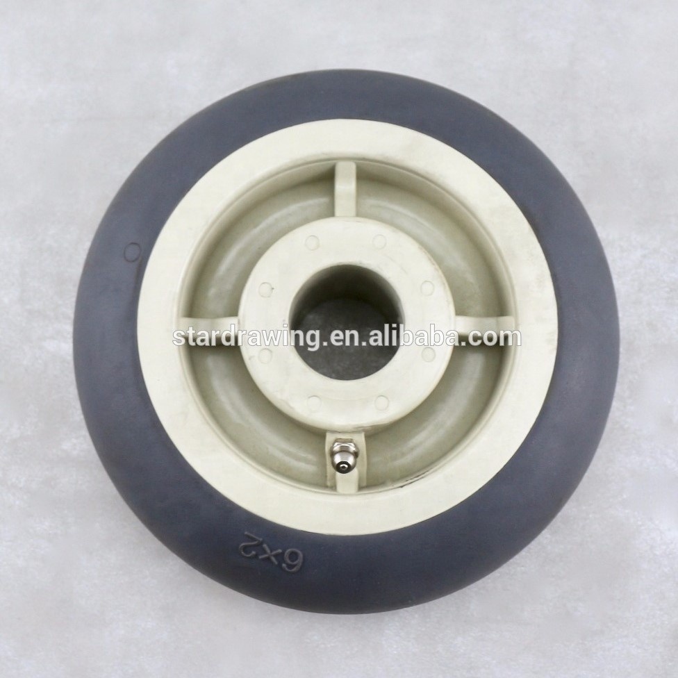 S-S Silent TPR Caster Rubber Wheel 6 Inch Soft Roll Thermoplastic Tread on Polyolefin Core