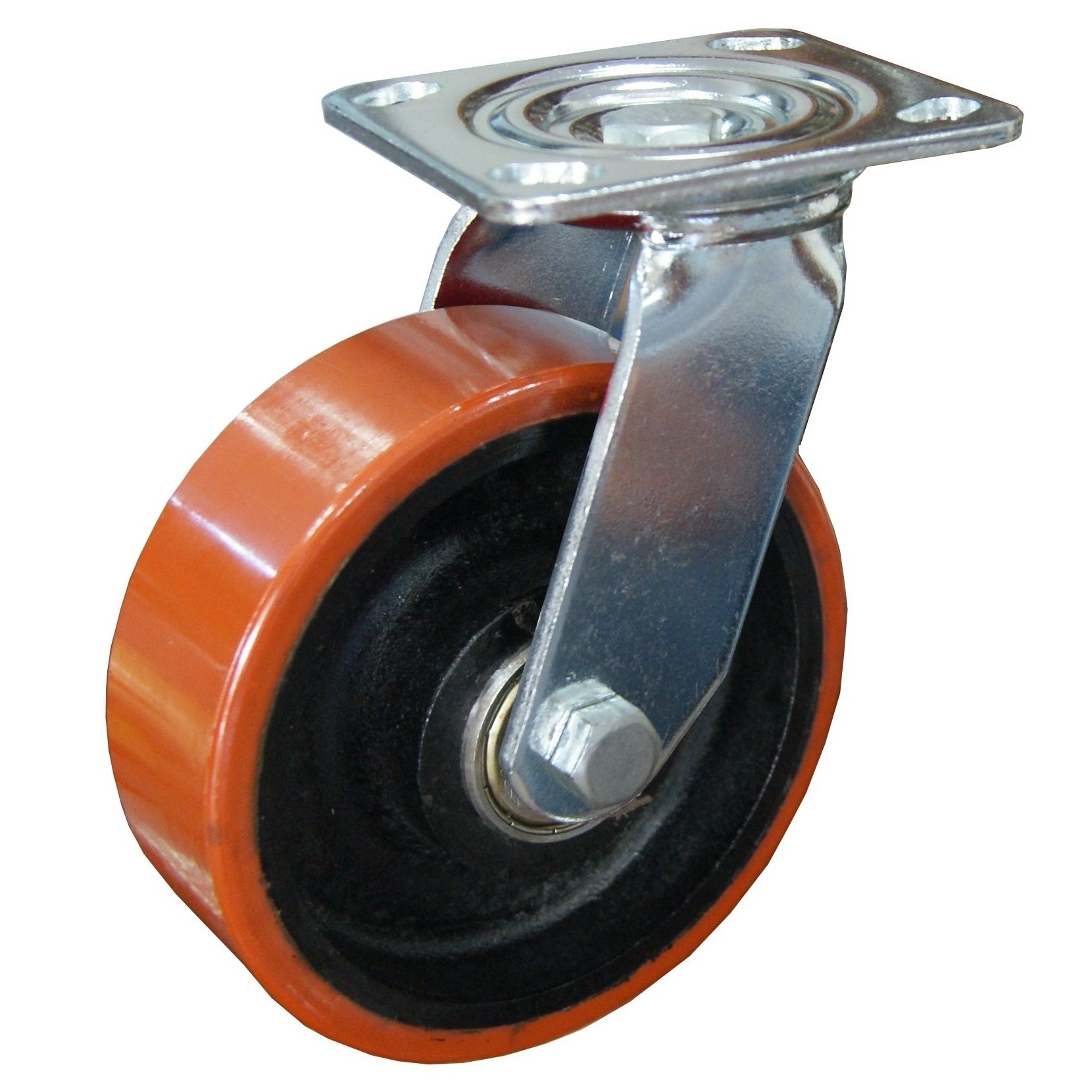 S-S Polyurethane Castor Wheels Cast Iron PU Caster 3 4 5 6 8 10 inch