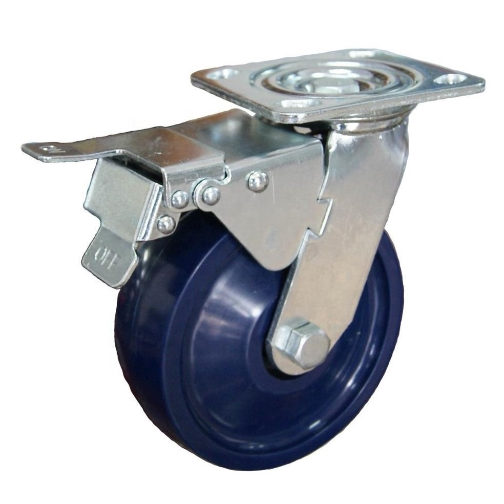 S-S Polyurethane Replacement PU Solid Caster Wheel 4 5 6 8 Inch with Brake