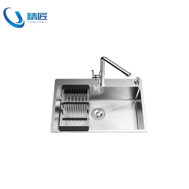 Kitchen sink for family hotels Stainless steel deep drawn sink in modern dining room