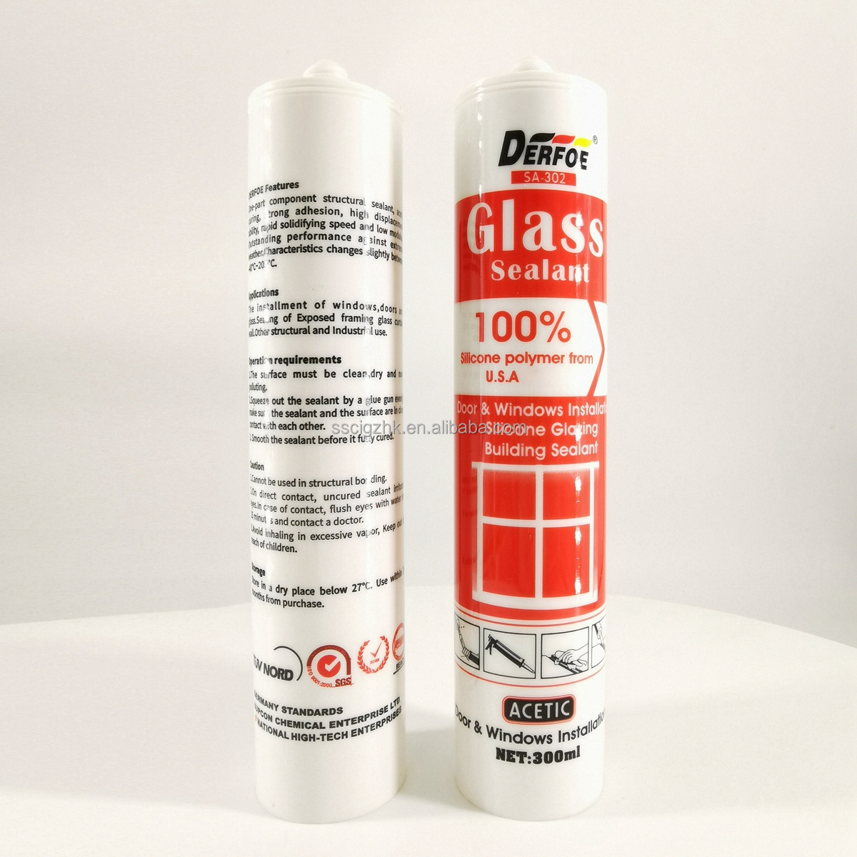 Derfoe GP High Quality Waterproof  Glass silicone Sealant Use USAdow and Wacker material