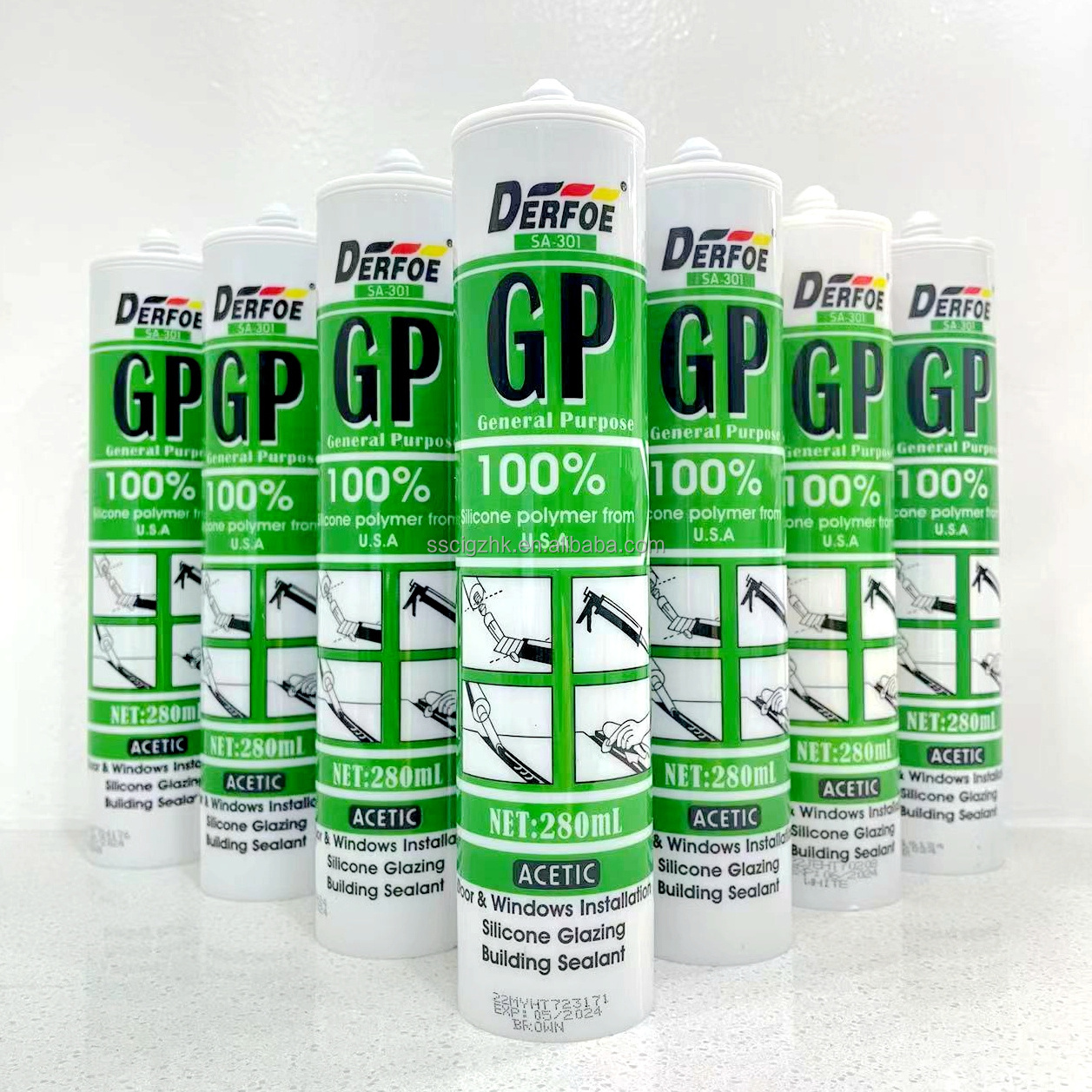 Derfoe GP High Quality Waterproof  Glass silicone Sealant Use USAdow and Wacker material