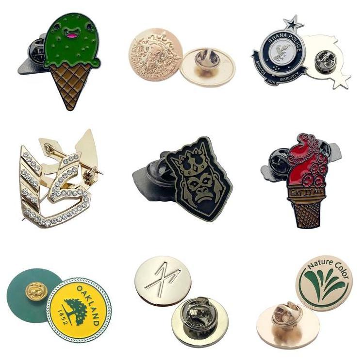 Garment accessory name silver  metal label pin button enamel badges for decoration