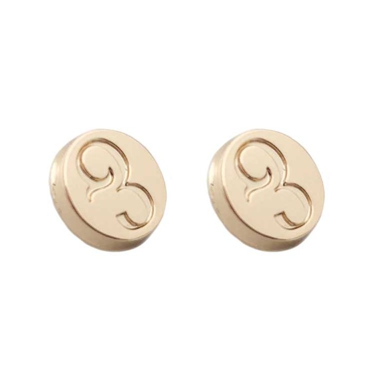 High quality round and gold engraved sew logo custom metal shank buttons for clothing