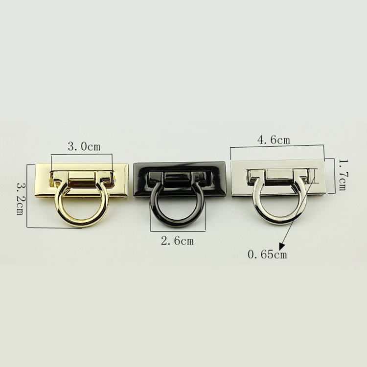 Antioxidant purse turn lock provide fashionable zinc alloy metal slot flip lock for bag