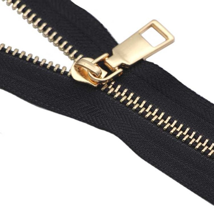 Custom Denim Zippers Tape BRASS ZIP Semi-Lock Sliders Cremallera Metalica Zipper for Clothes Bag Garment