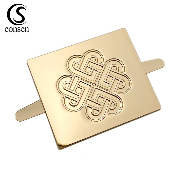 Handbag hardware designer custom stamping metal logo plate for bag