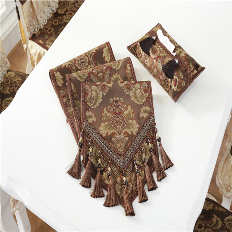 European Luxury Fashion Retro Jacquard Quality Best Choice Woven Table Runner Tapestry Table Runner