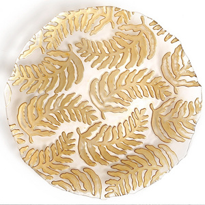 Beaded Charger Plate for Weddings Gold Crystal Underplates Clear Glass Brown Box Vintage Customized Party Round Plate Dish 60pcs