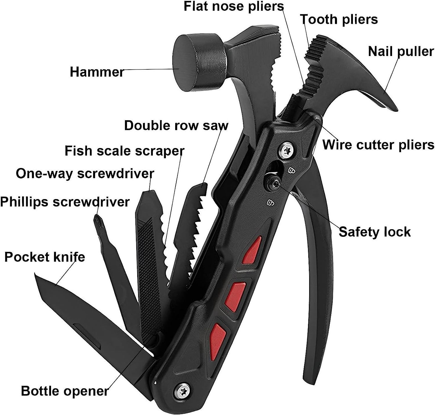 2024 New Multitool Hammer 12-In-1 Multifunctional Survival Hammer Tool Unique Gifts for Dad Grandpa Husband Boyfriend