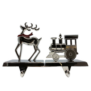 Existing mould Christmas decoration mantel zinc alloy stocking hangers fireplace stocking holder for Christmas holiday