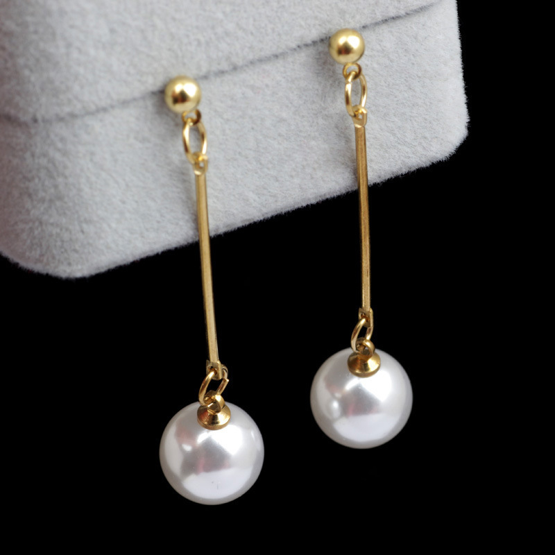 gem stone custom Fashion Jewelry simplicity personality Long tassel white pearl earrings for women