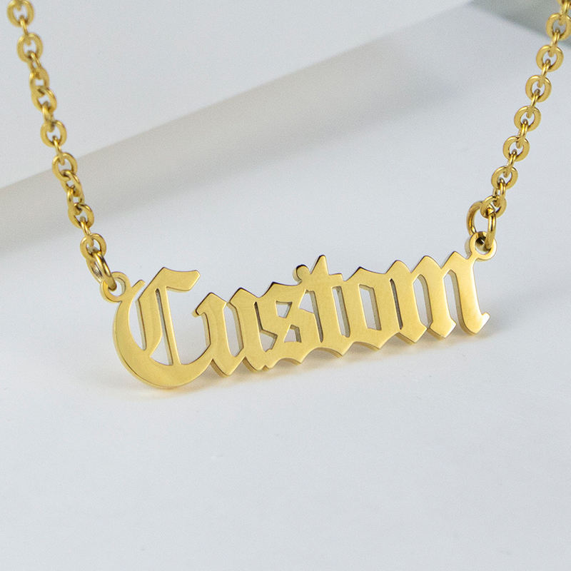 SSeeSY Joyas fashion stainless steel jewelry engraved custom letter name pendant logo necklace personalised