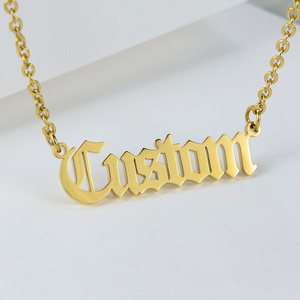 SSeeSY Joyas fashion stainless steel jewelry engraved custom letter name pendant logo necklace personalised