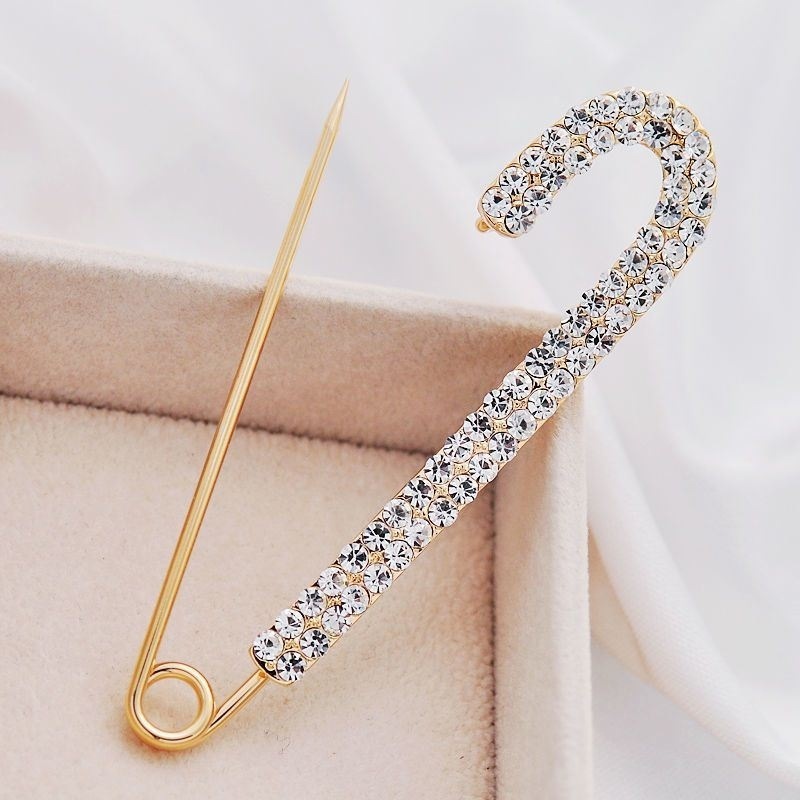 fashion jewellery jewelry luxury rhinestone custom brooches large safety pin for women premium