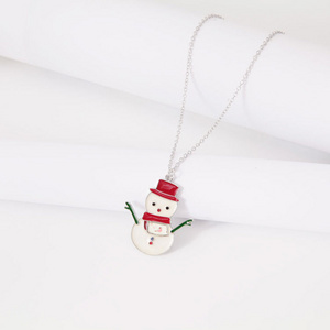 SSeeSY Wholesale custom design Christmas series jewelry cute creative colorful pendant Snowman charm Necklace gift for children