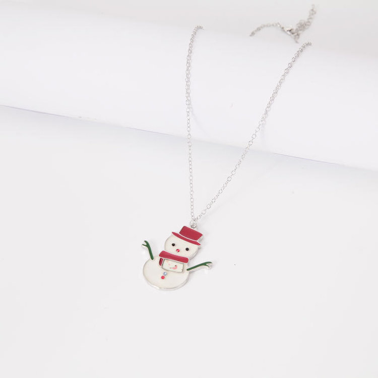 SSeeSY Wholesale custom design Christmas series jewelry cute creative colorful pendant Snowman charm Necklace gift for children