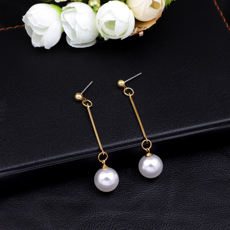 gem stone custom Fashion Jewelry simplicity personality Long tassel white pearl earrings for women