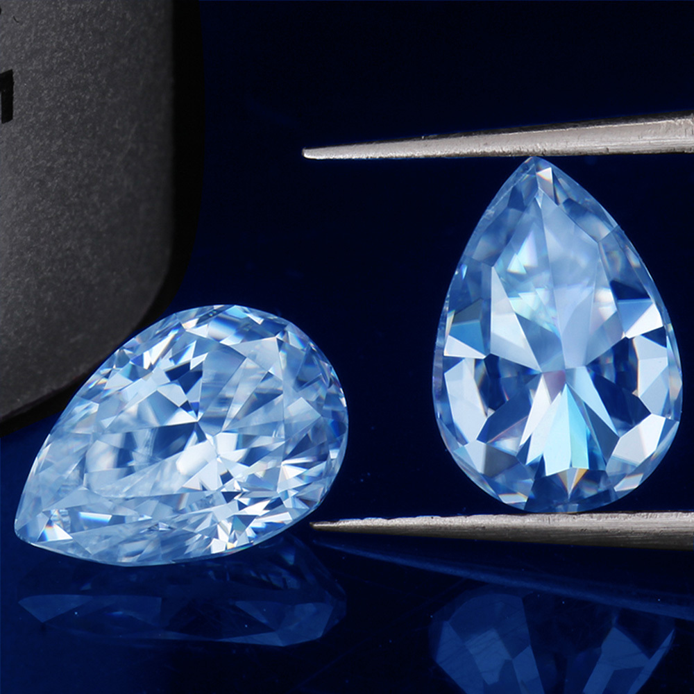 HQ GEMS Pear Shape Diamond 7x10 mm VVS1 Loose Gemstone Newest Sapphire Blue Moissanite Diamond Price