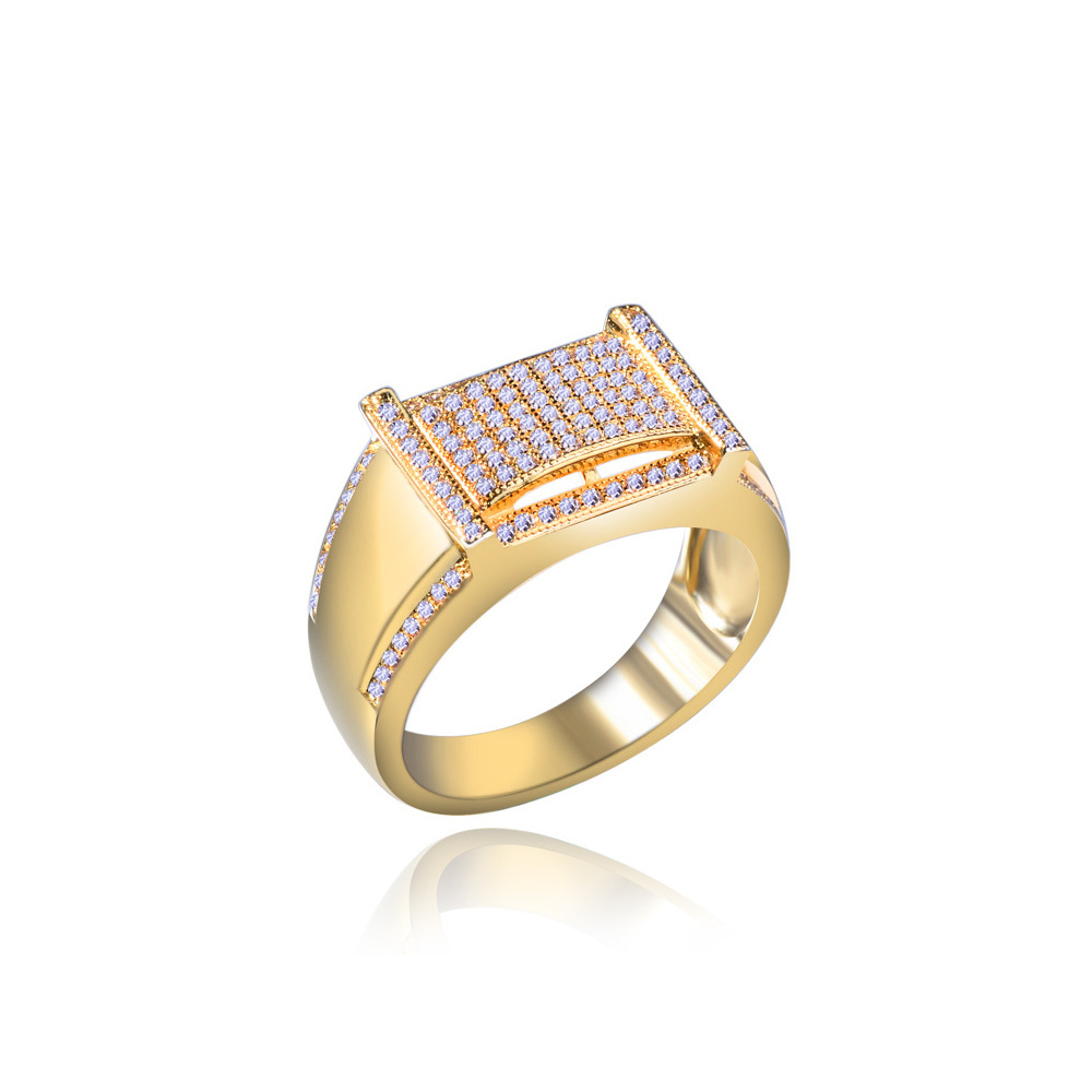 Artificial Jewellery Chinese Mens Thailand Bishop 750 Silver Fake Diamond Zircon 18K Yellow Gold Ring