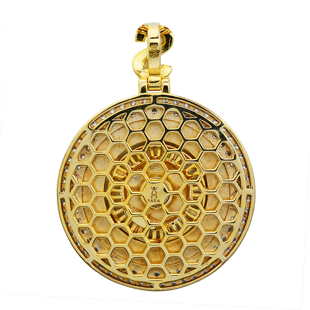 2022 Hip Hop Latest Design 14k Gold Plated Men Round Iced Out CZ Diamond Cartoon Roulette Casino Enamel Spin Charm Pendants