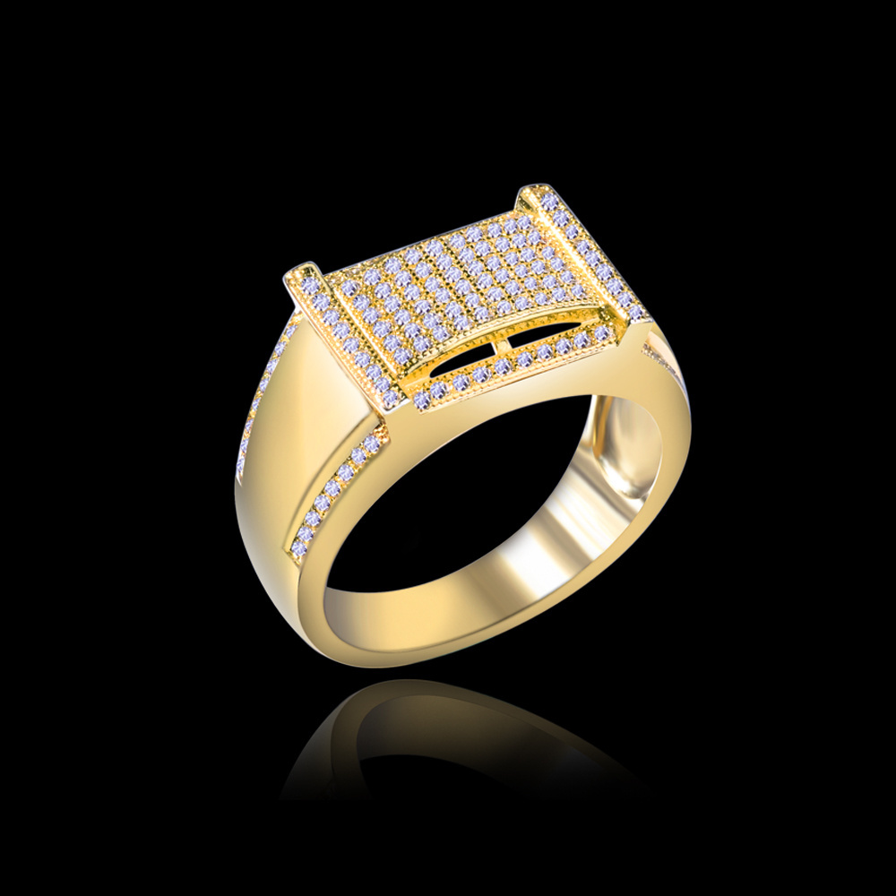 Artificial Jewellery Chinese Mens Thailand Bishop 750 Silver Fake Diamond Zircon 18K Yellow Gold Ring