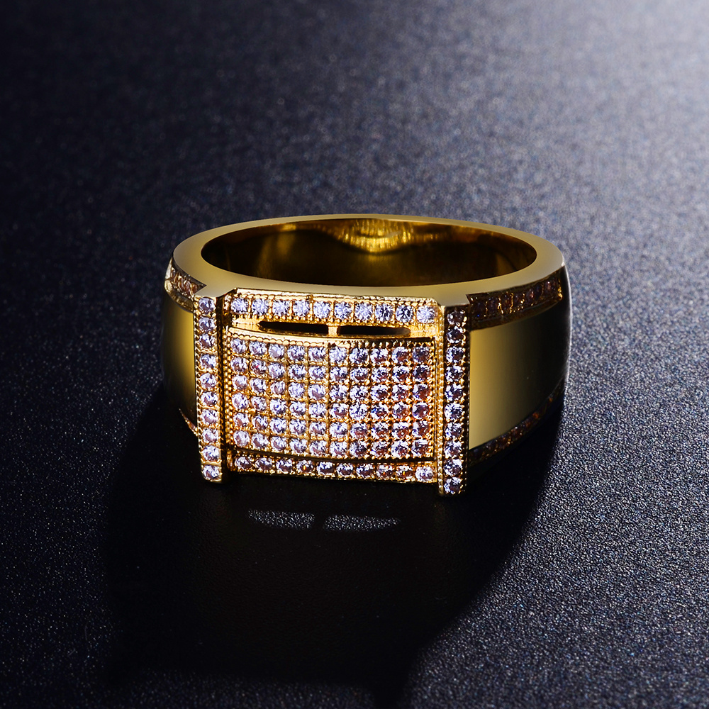 Artificial Jewellery Chinese Mens Thailand Bishop 750 Silver Fake Diamond Zircon 18K Yellow Gold Ring