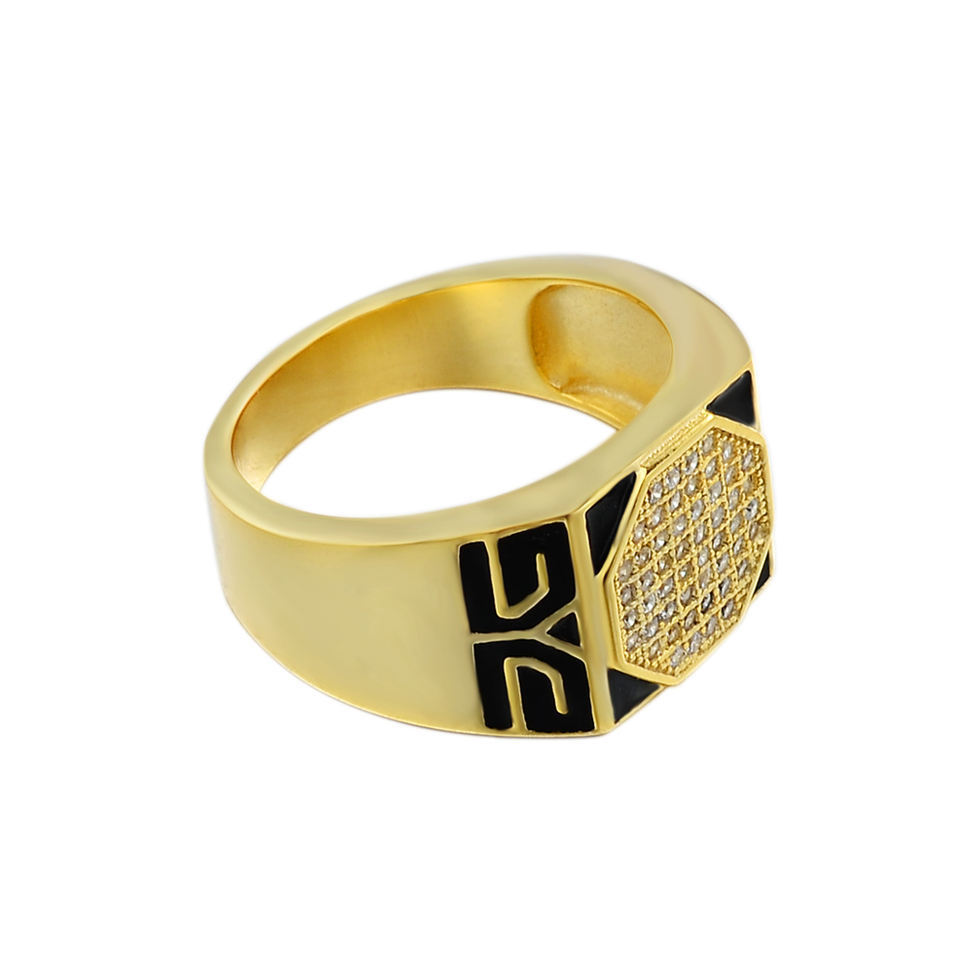 retro design cubic zirconia stone oil painting men 21k gold jewelry 925 silver ring for men