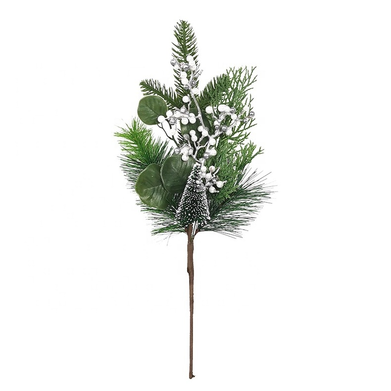 Christmas picks and sprays artificial 44CM white berry pine needle spray decorative Christmas tree picks