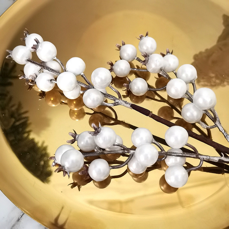 Artificial flower 31CM tree decoration white berry christmas picks and sprays