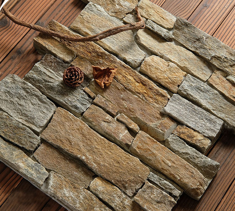 Fachaleta Piedra Natural China Grey Stacked Stone Quartzite Ledger Panel