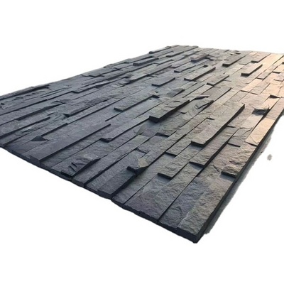 Natural Stone Veneer Stacked Ledger Panel Black Slate Cultural Stone Wall Cladding Wall Tile Panel