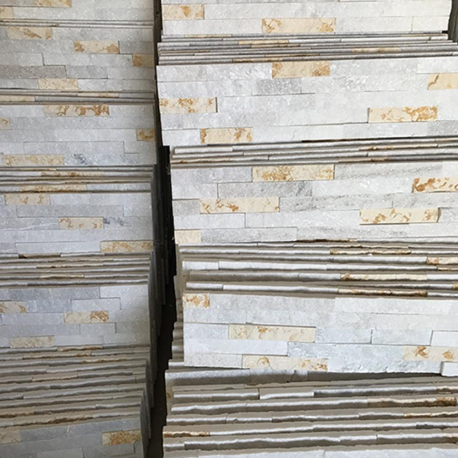 cheap natural white and yellow quartz stone slate culture stone veneer sheet for interior exterior wall cladding wall panel