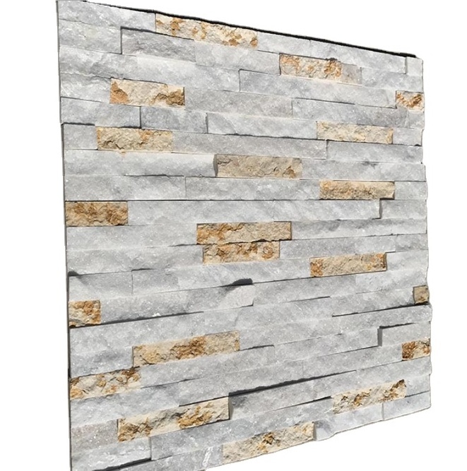 cheap natural white and yellow quartz stone slate culture stone veneer sheet for interior exterior wall cladding wall panel