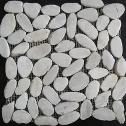 Cheap Mixed Color Sliced Flat River Pebble Stone Carpet Pool Flooring Tile Mosaic Net  Paste For Floor And Wall Panel