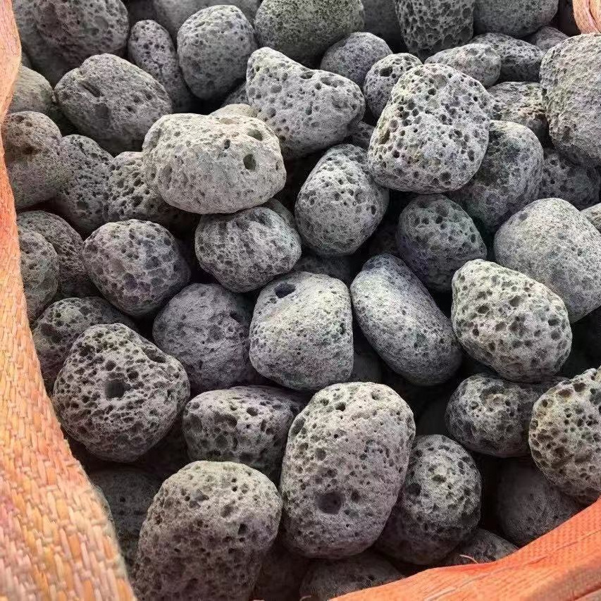 Black lava pebbles tumbled egg shape volcanic stone rock  for aquarium