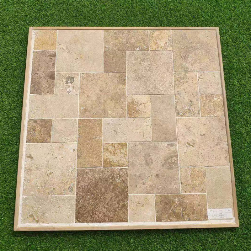 Beige Limestone French Pattern Travertine tiles Floor Paving