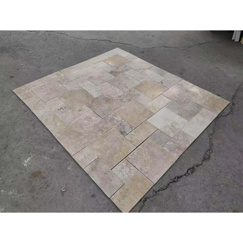 Beige Limestone French Pattern Travertine tiles Floor Paving