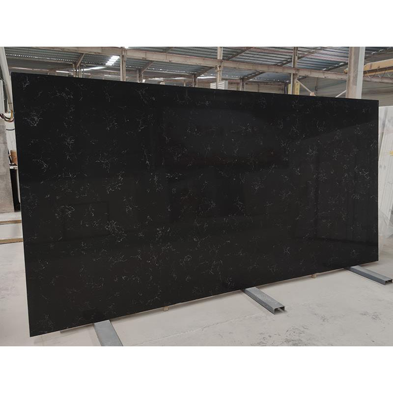 Black Quartz With White Veins Slab for Countertops