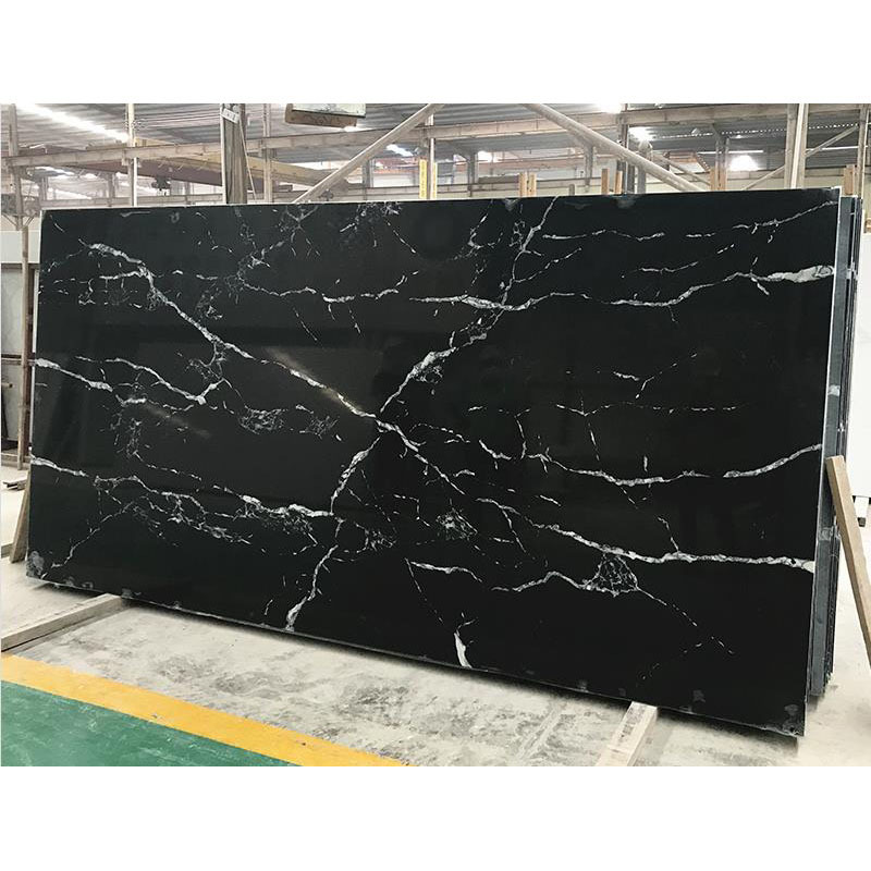 Black Quartz With White Veins Slab for Countertops