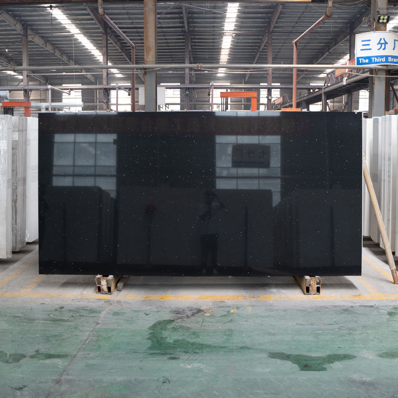 Black Quartz With White Veins Slab for Countertops