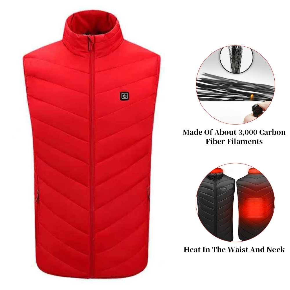 USB 5V Battery Powered 100% Polyester Winter Windproof Sleeveless Padding Waistcoat Electronic Heated Pyretic Vest