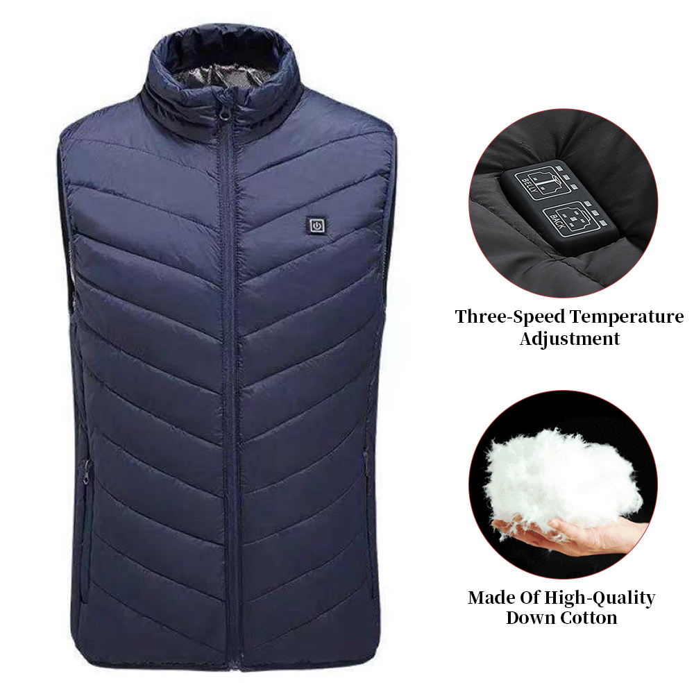 USB 5V Battery Powered 100% Polyester Winter Windproof Sleeveless Padding Waistcoat Electronic Heated Pyretic Vest