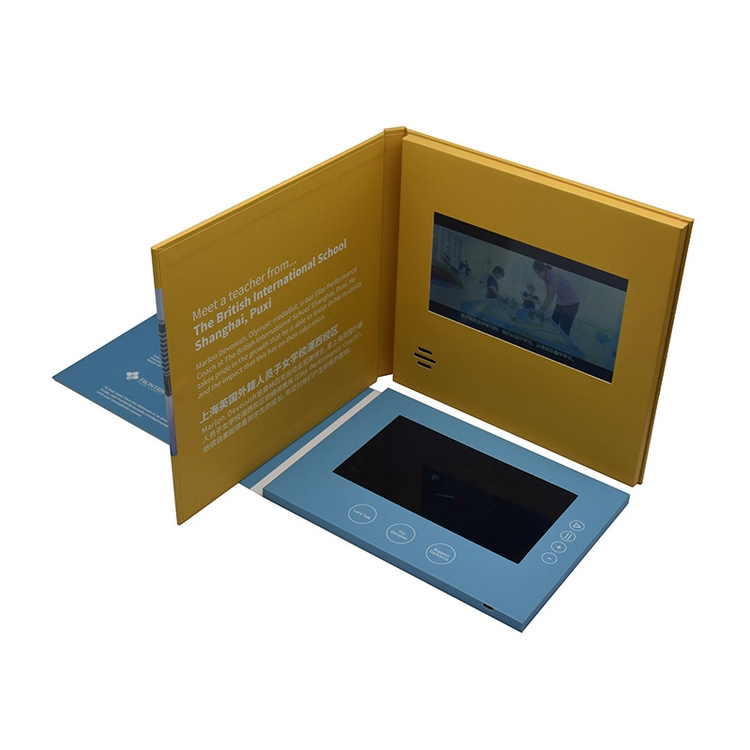 Custom 7inch promo digital recordable TFT lcd screen video greeting gift card video player business greeting card brochure