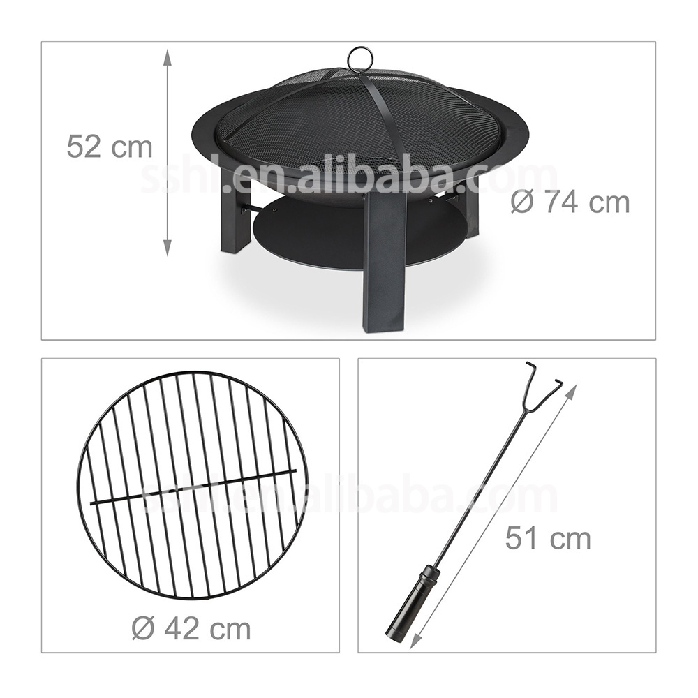 Outdoor fire guard Cast Iron Fire Pit Wood Burning with cover Patio Heater