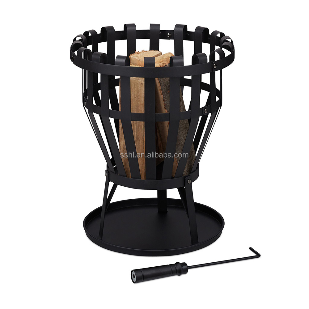 Outdoor steel fire pit garden patio fire basket with tray and Grill