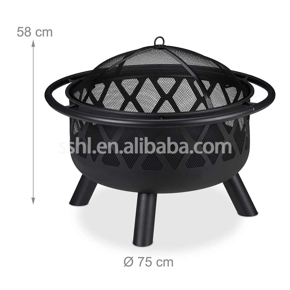 Manufacturers Outdoor Round Fire Pit with Diamond design Bonfire Wood Burner with cover and grill