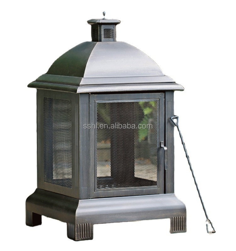 High Quality  Wood Burning Heater Luxury Palace Fireplace Large Fire Pit with Spark Screen Cover for Outdoor Garden